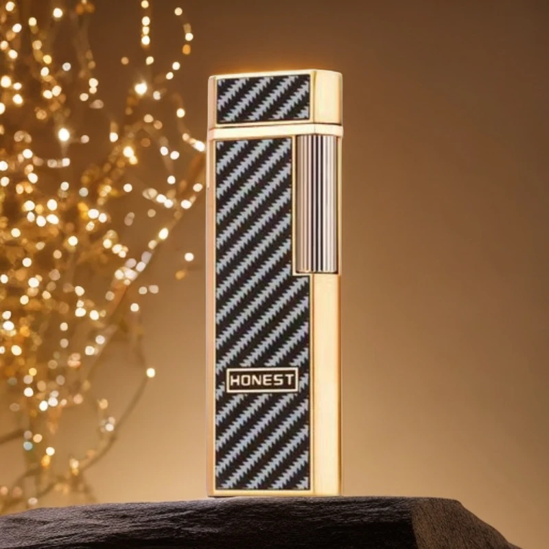 百诚纤薄明火焰砂轮金属充气打火机创意非防风款式木纹轻巧点火