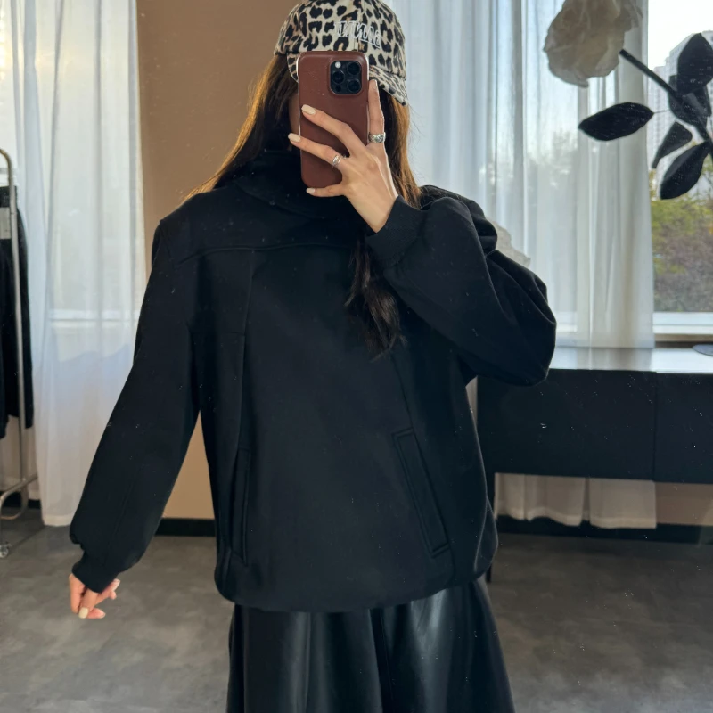 TAF秋冬厚外套休闲百搭加绒带帽卫衣