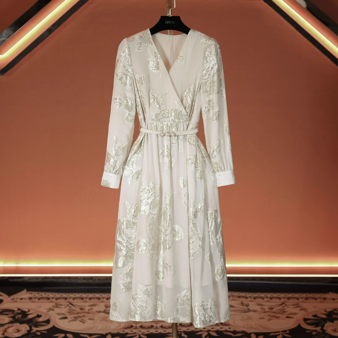 HWW桑蚕丝经典设计师款时尚收腰显瘦连衣裙夏季HZ084