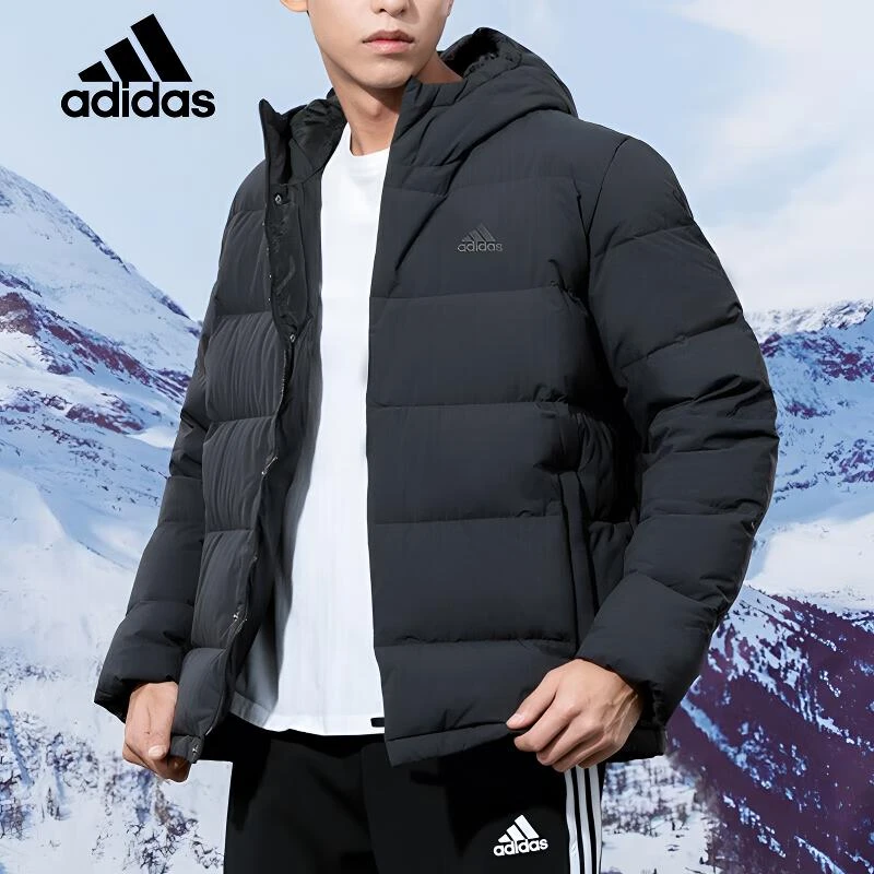 adidas/阿迪达斯简约连帽羽绒服运动加厚保暖防风休闲连帽羽绒服
