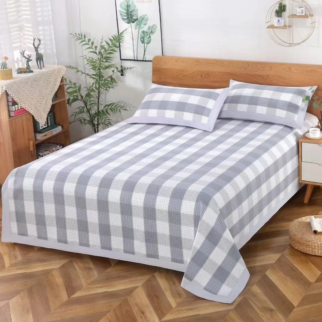 特厚特密老粗布床单包边三件套纯棉色织加厚双人亲肤透气四季通用