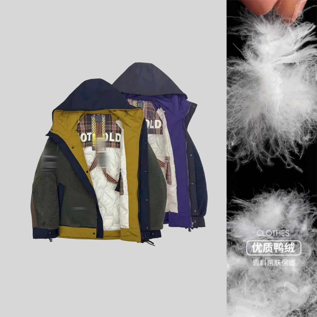 男女同款-新款美式潮牌工装拼接摇粒绒羽服外套706