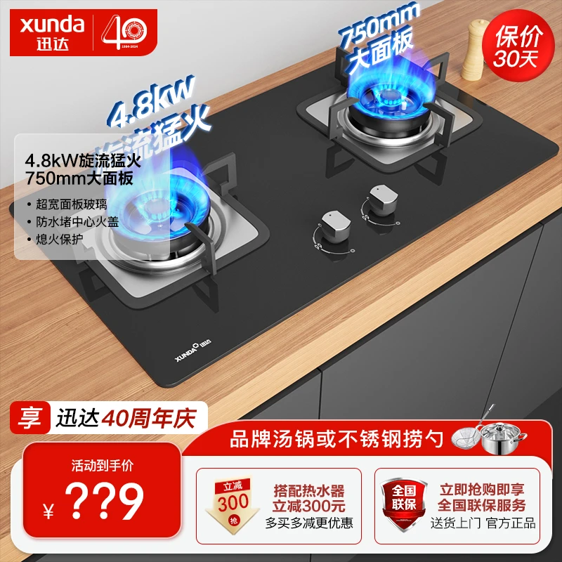 迅达Q3炉具燃气灶天燃气灶燃气灶具家用猛火双灶加厚台嵌两用防爆