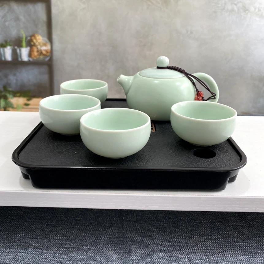 一壶四杯送茶盘功夫茶具家用旅行简约泡茶汝窑西施壶
