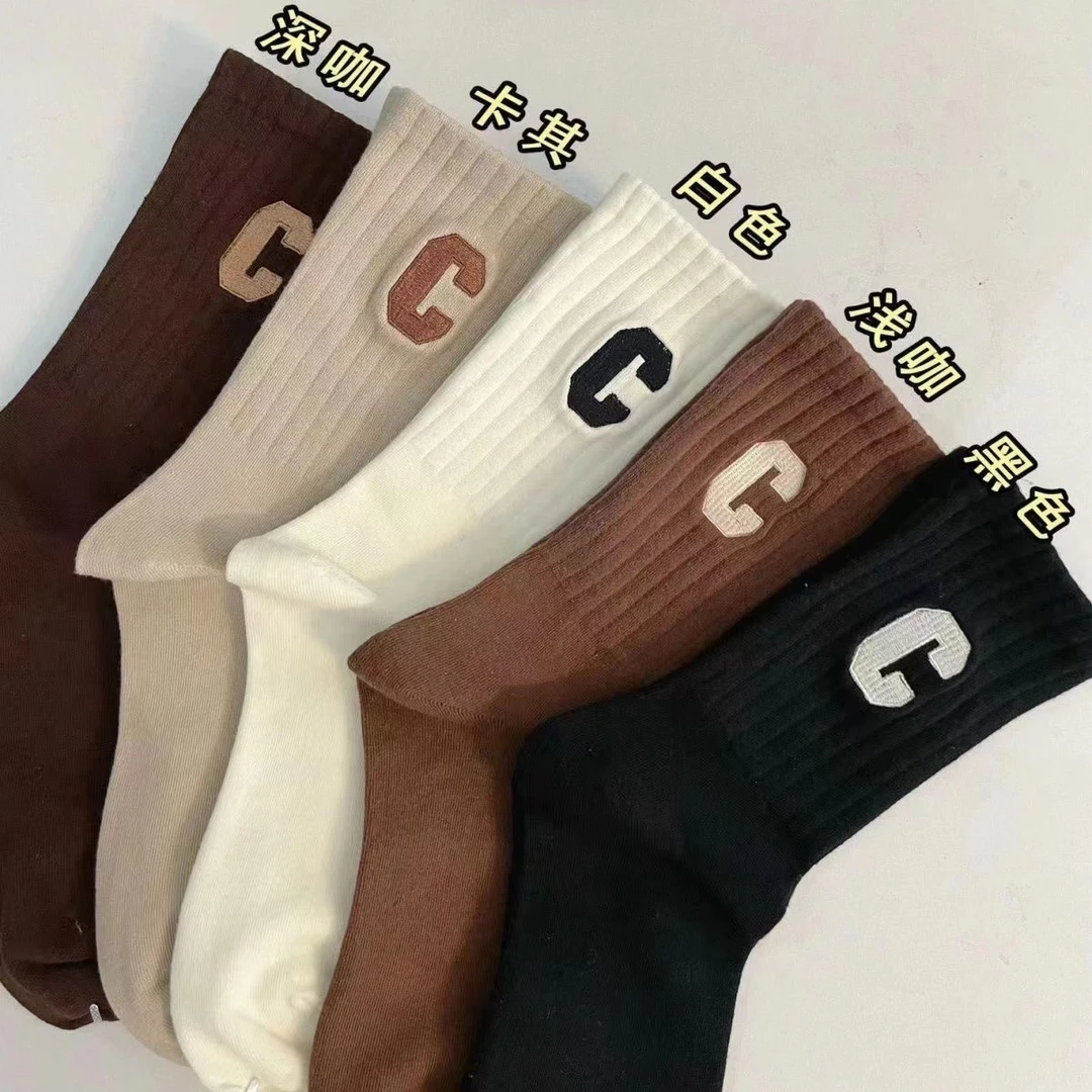 春季中长袜子女中筒袜透气防臭学生卡通袜可爱百搭休闲设计感袜子