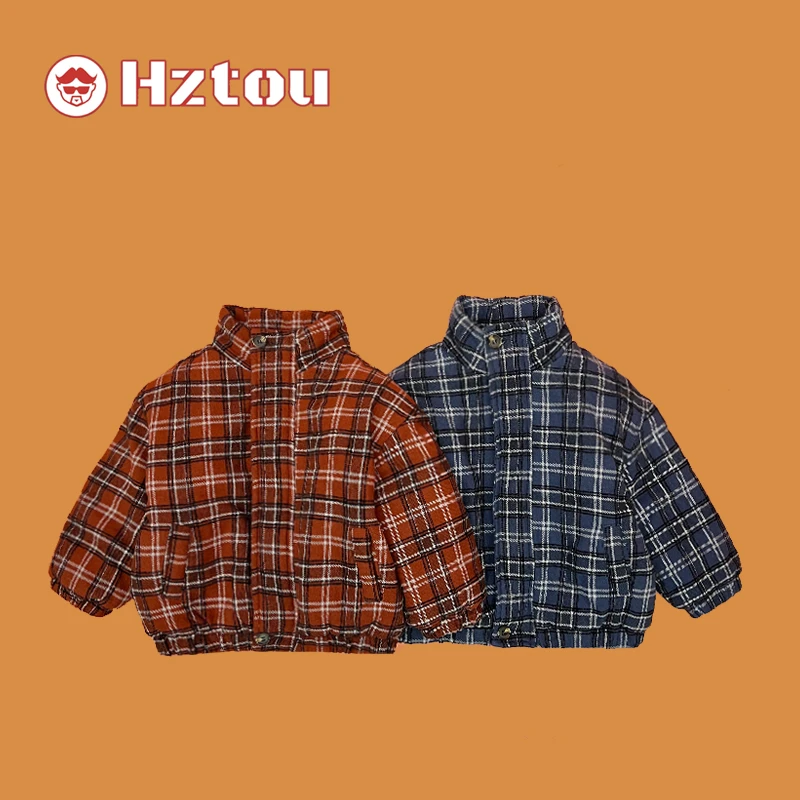 胡子头冬季男宝韩版格子休闲百搭棉服HD025