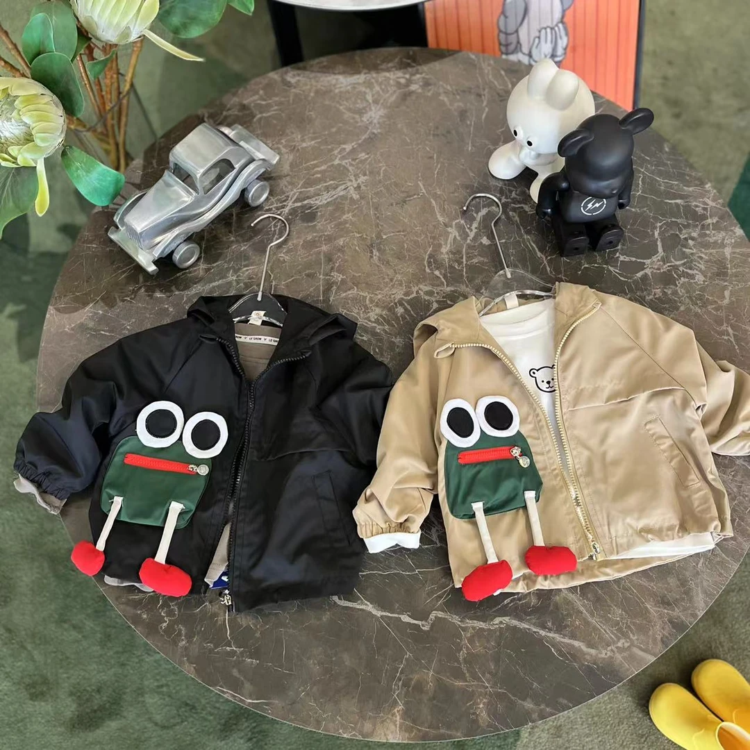 胡子头秋季男宝韩版卡通立体小青蛙连帽外套SQ1105