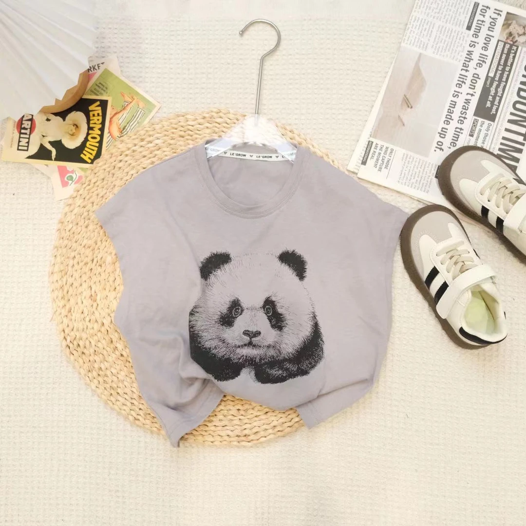 胡子头夏季男宝韩版卡通熊猫无袖背心H-1037