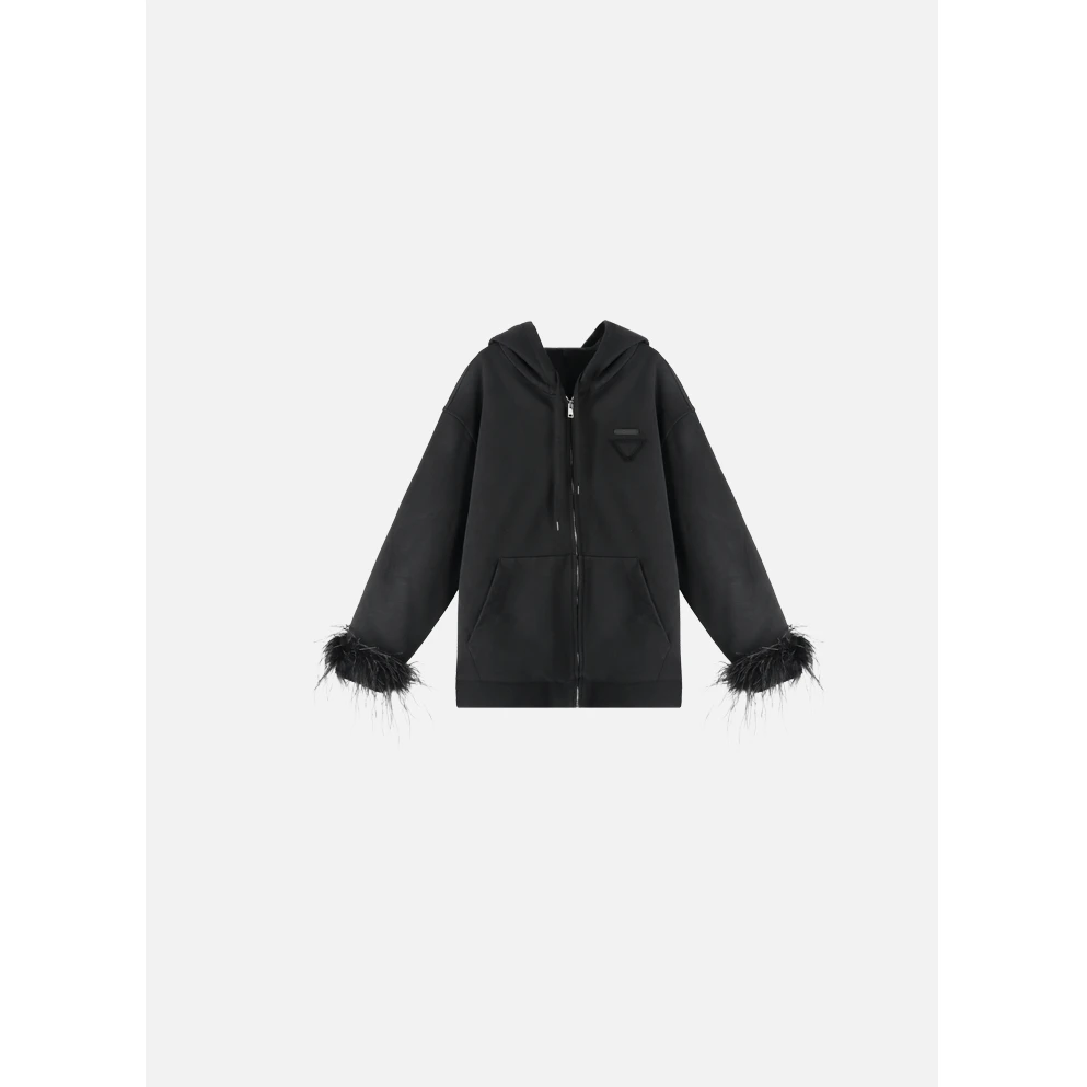 MY MY WANTS "巴黎夜色"拉链款式三角标连帽开衫套装DY1708/1761