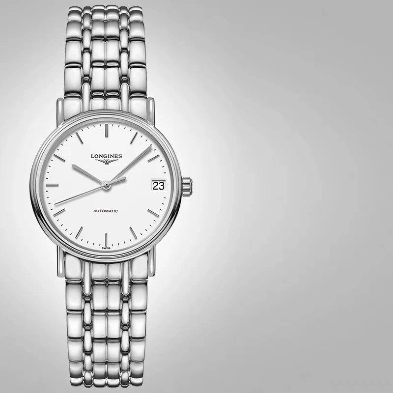 99新 Longines/浪琴 L4.322.4.12.6/瑰丽322哑光白条刻机械女表