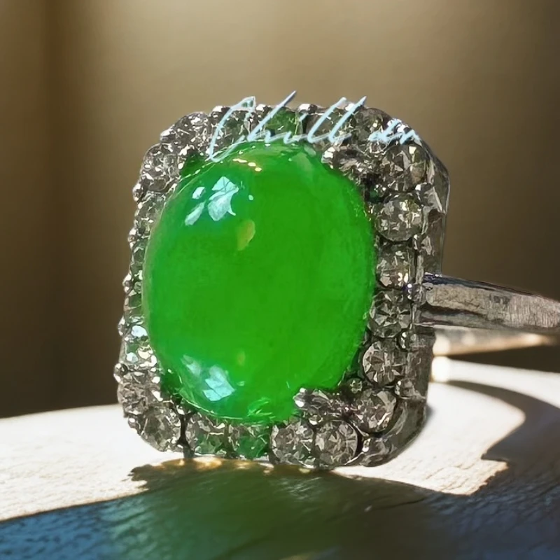 绿色高级设计感高定设计指环戒指ZD0195