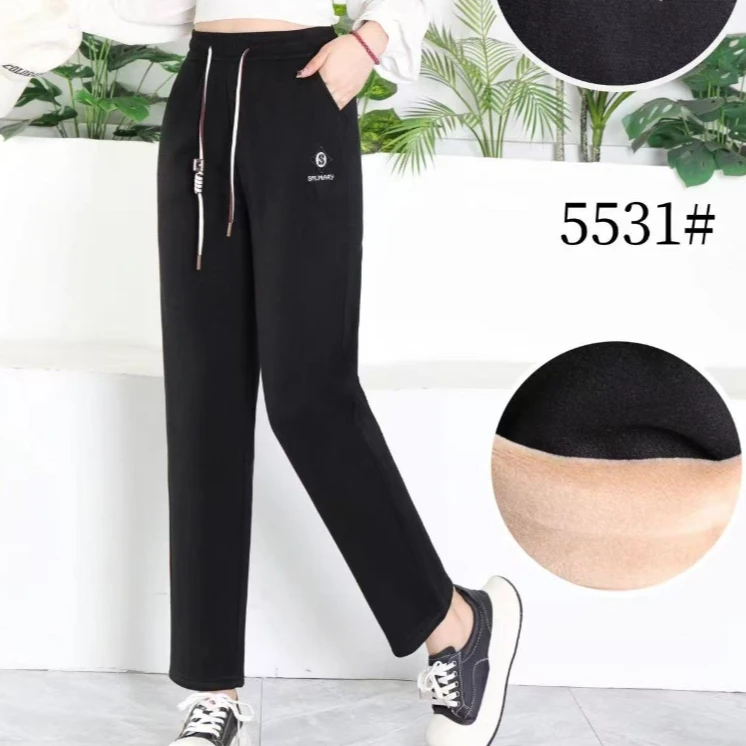 爆款高品质加绒加厚冬款直筒显瘦保暖超柔外穿休闲裤百搭宽松哈伦