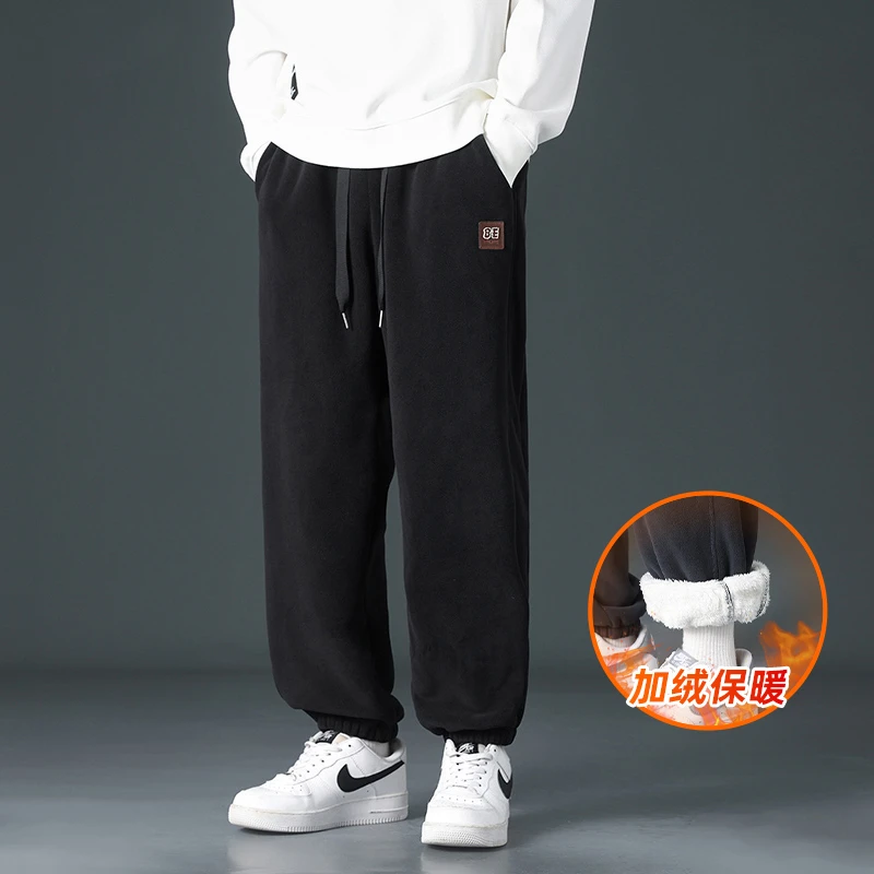 迈特优重磅卫裤男秋冬加绒加厚潮牌束脚运动裤子宽松休闲长裤zXH
