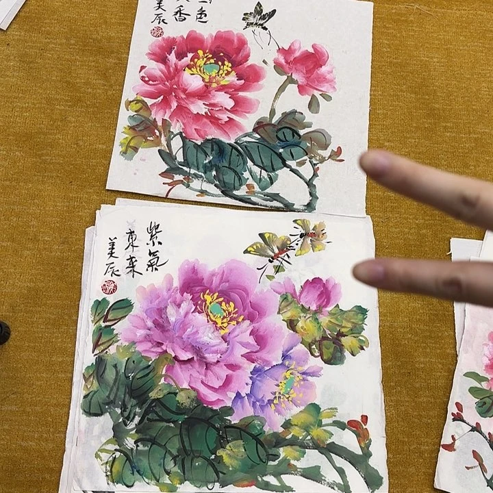 绘画花鸟的翅膀是白色和黑色