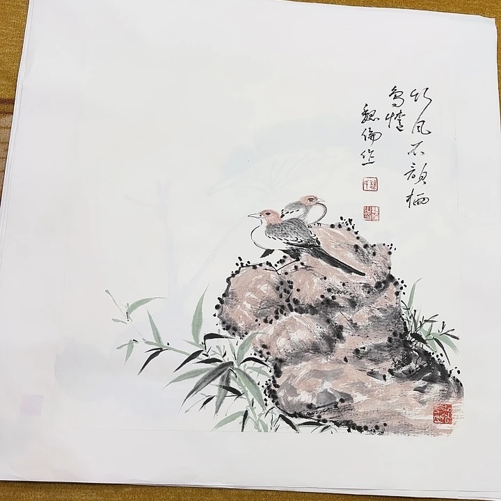 绘画花鸟的翅膀是一只巨大而