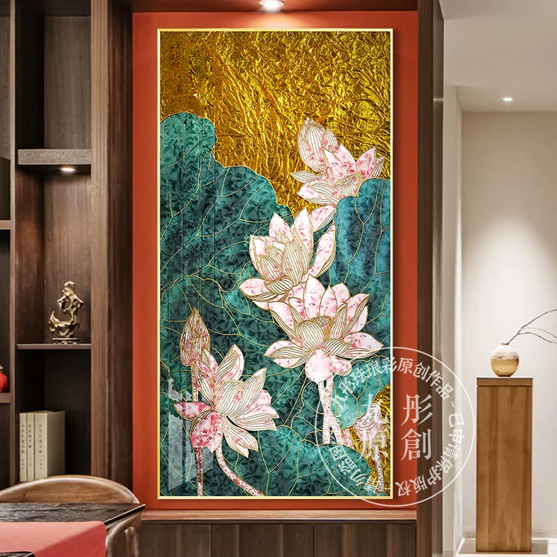 掐丝珐琅彩装饰画新中式艺术画走廊过道挂画餐厅立体壁画珠联璧合