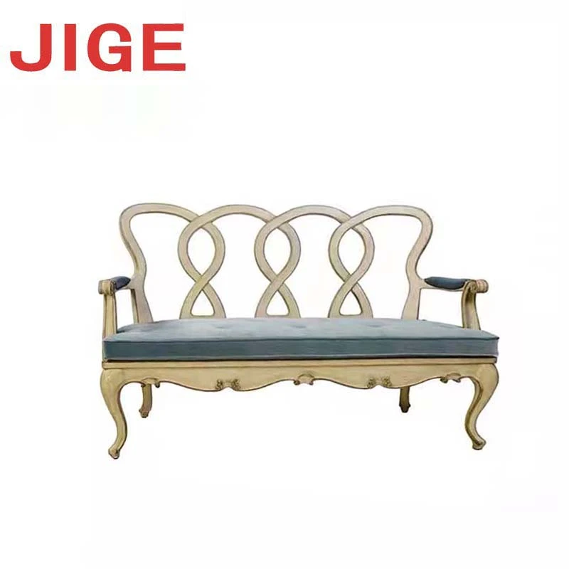 JIGE法式外销实木沙发椅复古风原木双人休闲沙发