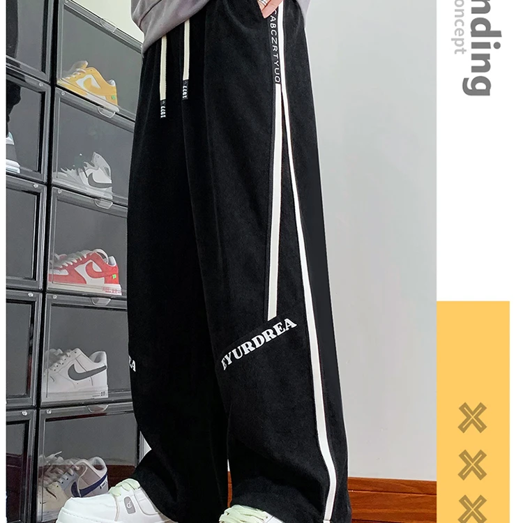 2024新款束脚阔腿两穿休闲裤子百搭高街ins大码街头百搭高街抽绳.