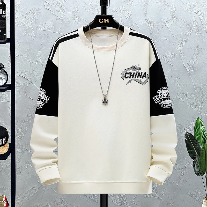 潮森罗秋季新款青少年初高男士运动时尚潮流卫衣痞帅休闲港风印花