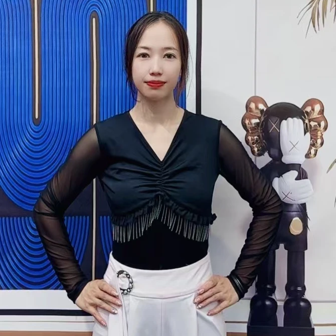 欢舞阁气质女士V领摩登双人舞吉特巴广场舞时尚长袖舞衣A0610