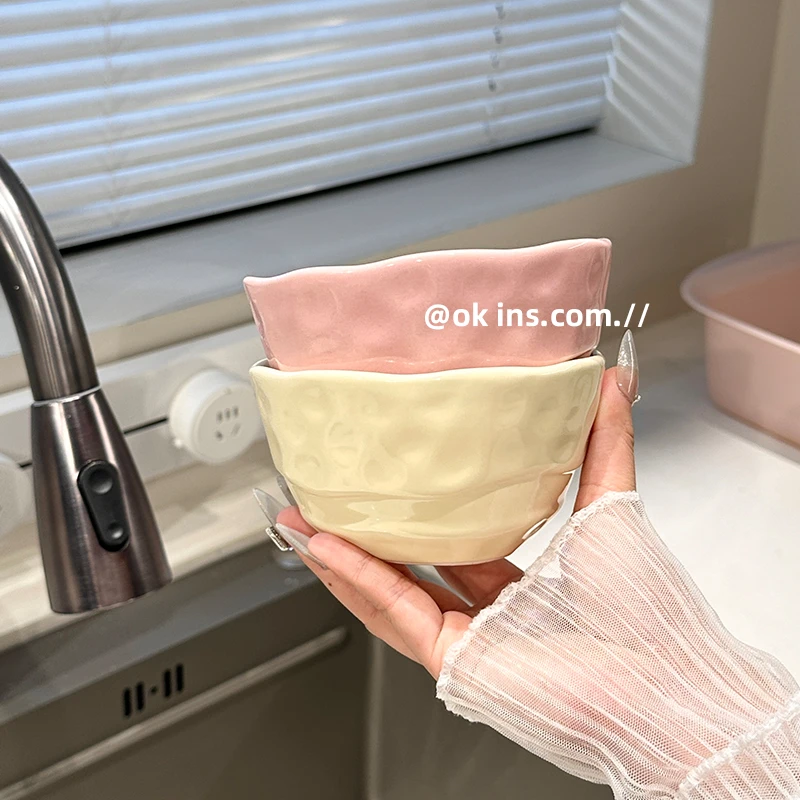 陶瓷碗家用2024新款吃饭碗拼色餐具碗个人用高颜值米饭碗儿童饭碗