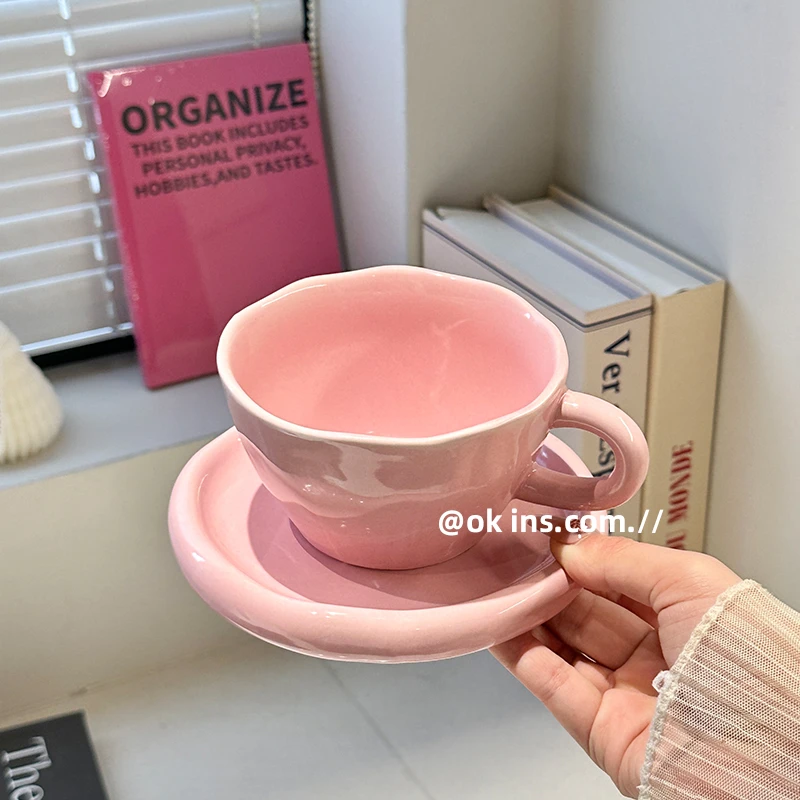 高颜值咖啡杯陶瓷马克杯少女喝水杯下午茶杯情侣杯子咖啡杯碟套装