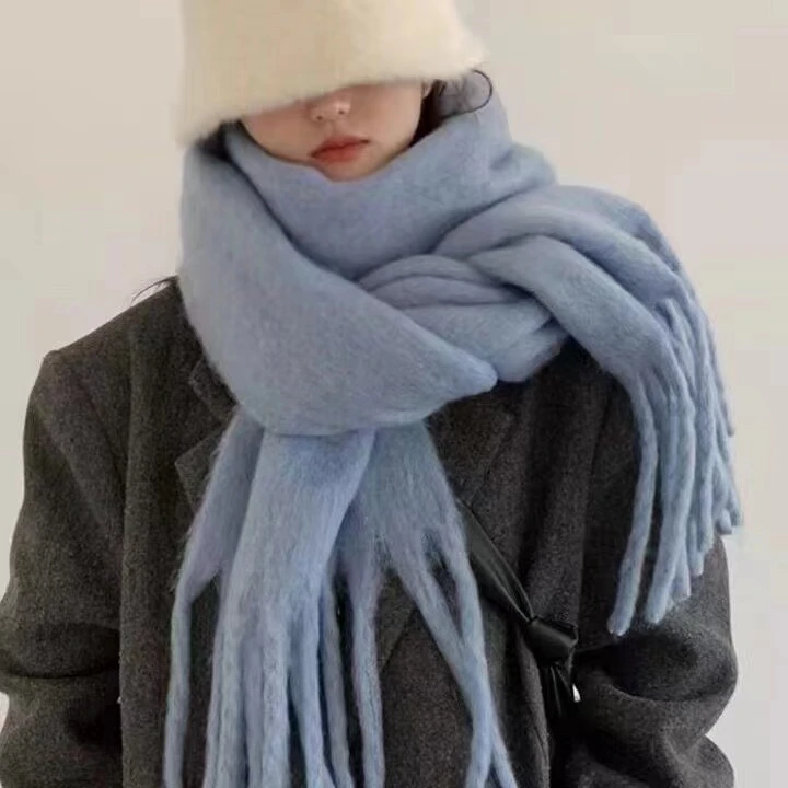 韩版秋冬新款拉毛围巾女冬季高级感时尚百搭披肩加厚保暖围脖