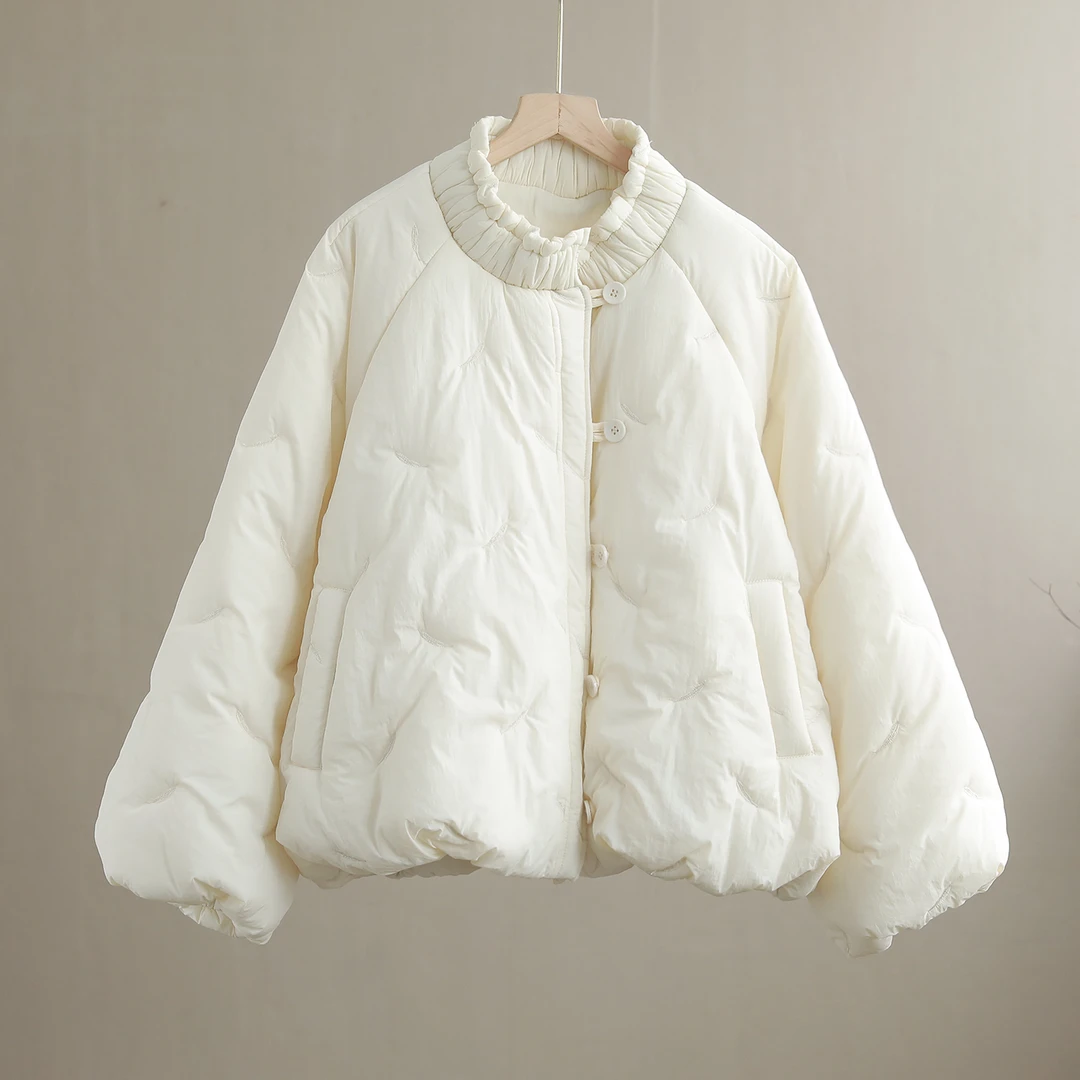 【纭季原创】衣长60 新款时尚休闲立领纯色棉服外套D241022