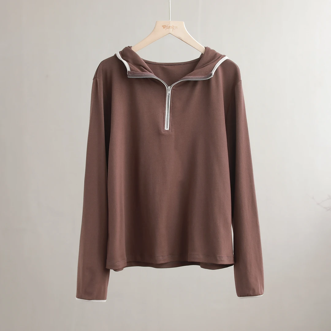 【纭季原创】衣长58 秋款休闲套头拼接宽松百搭卫衣外套D241261