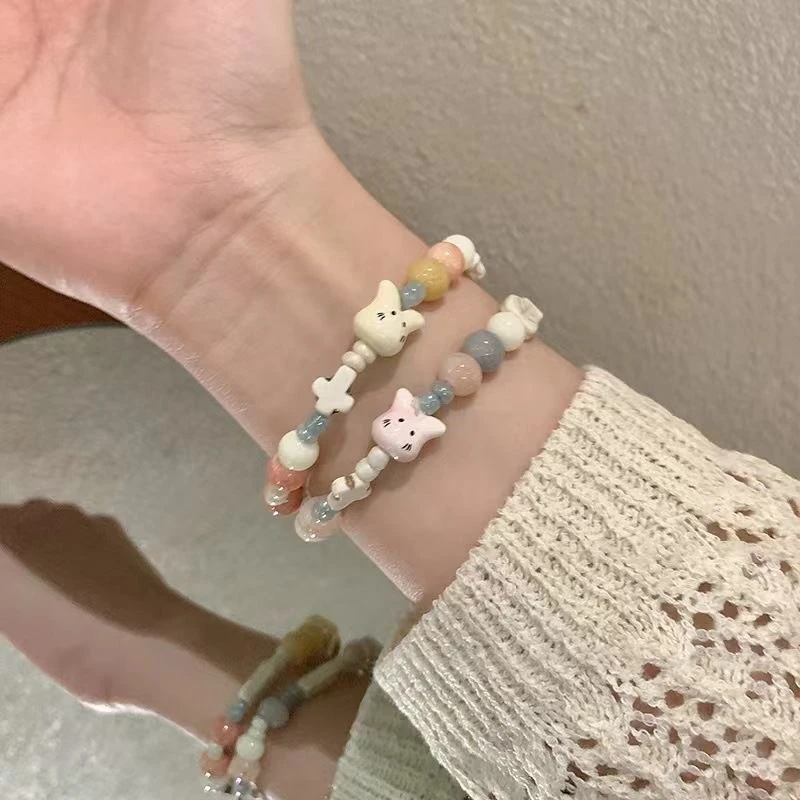 2025年小红书同款陶瓷猫咪手链女夏季学生毕业礼物生日礼物闺饰品