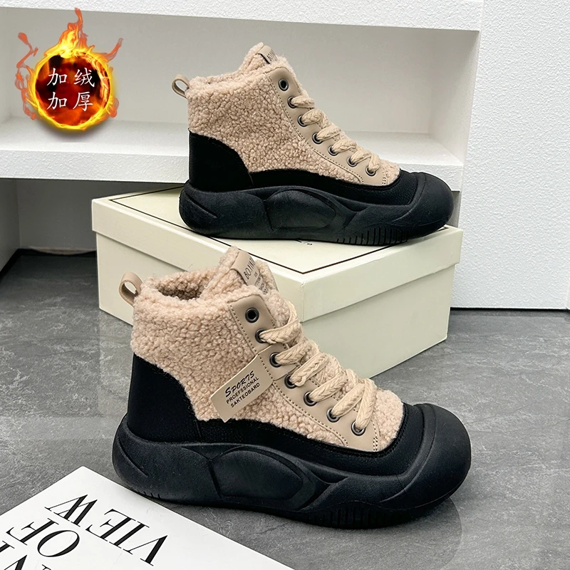 [3] 温州厂家冬季新款加绒时尚跑步休闲妈妈女士运动高帮休闲鞋