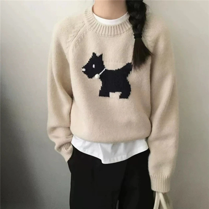 冬季卡通毛衣女秋冬2024新款时尚洋气爆款小个子短款针织衫上衣