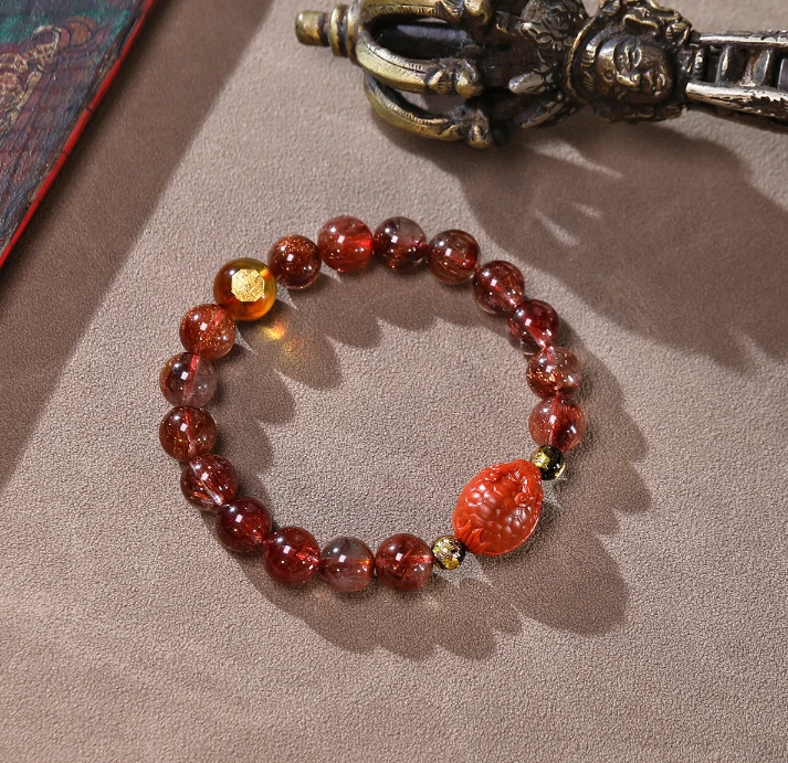 民族风百搭设计款18k龙龟水晶手链S30451