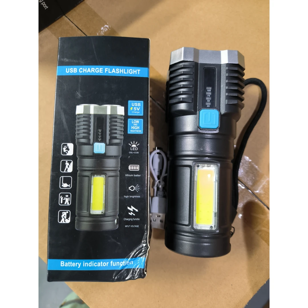 小手电四眼灯手电筒充电式便携超远程强光家用款小型迷你手持