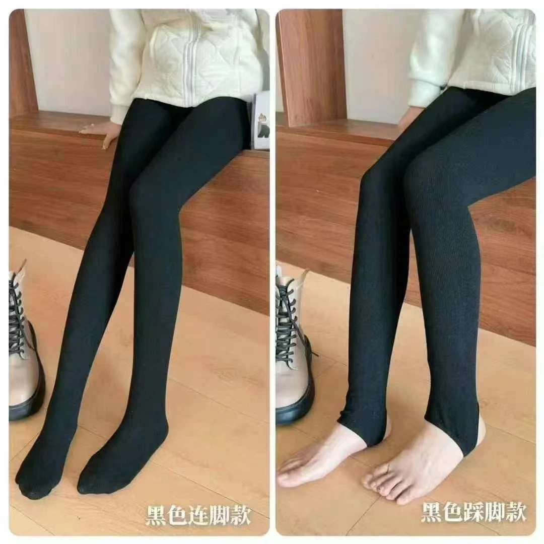 针织保暖印染女打底裤加厚外穿网红裤子一体裤加绒高腰春秋