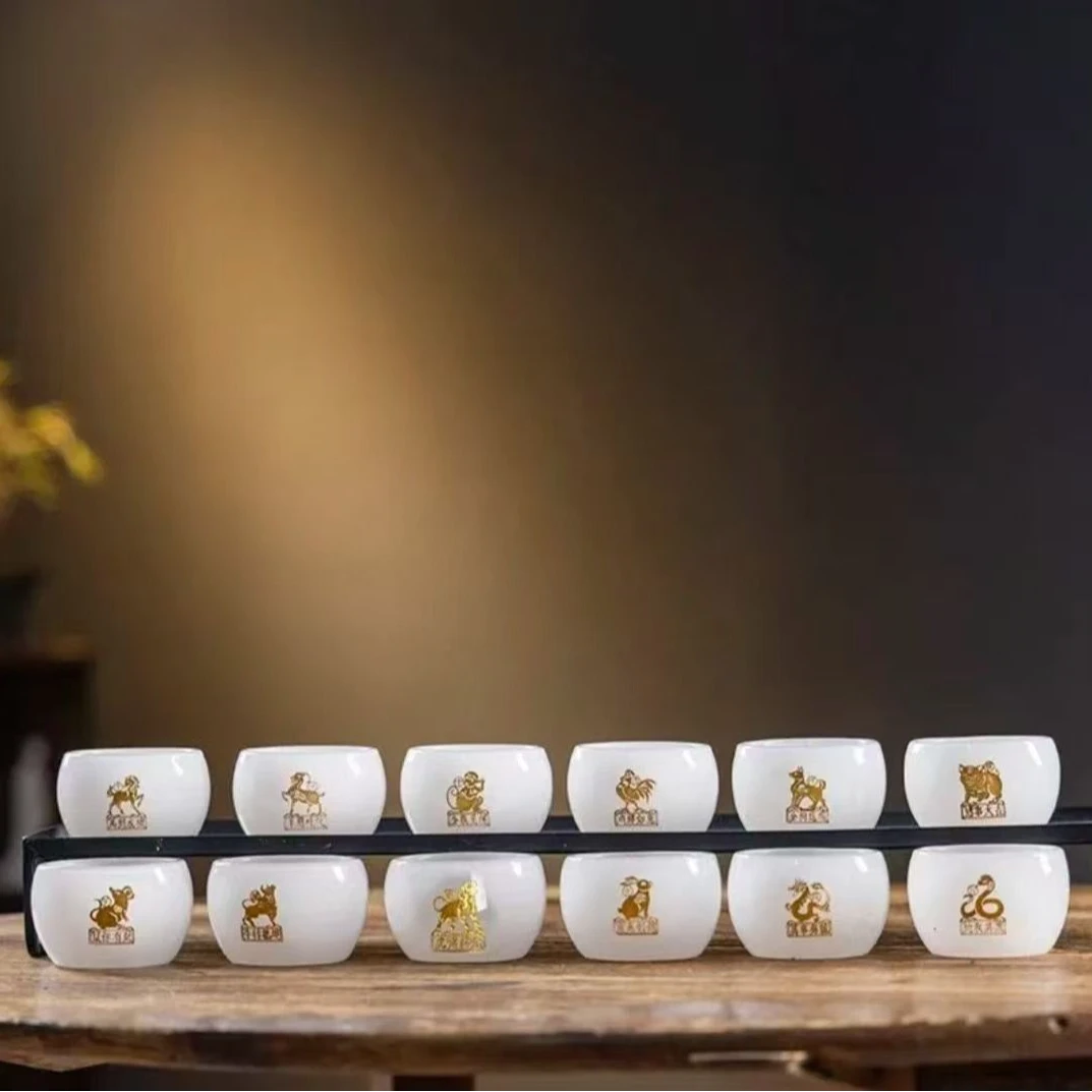 私人定制玉石高档白瓷琉璃茶杯家用主人杯日式品茗杯功夫创意茶具