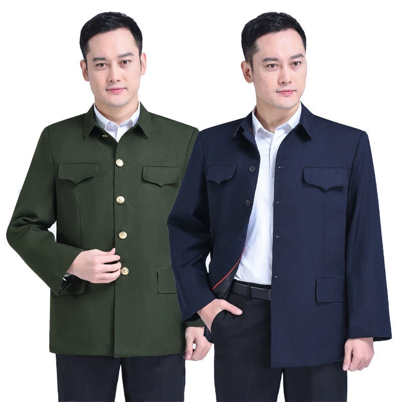 中山装男中老年人爸爸装中山服装秋冬装爷爷老人上衣服老式军便装