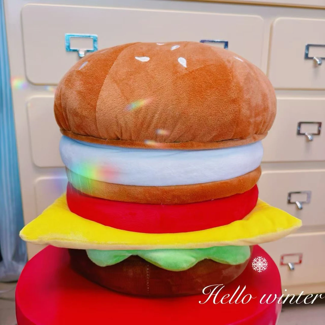 （好大一只汉堡）双层带盖家居家用零食储物小凳子收纳筐