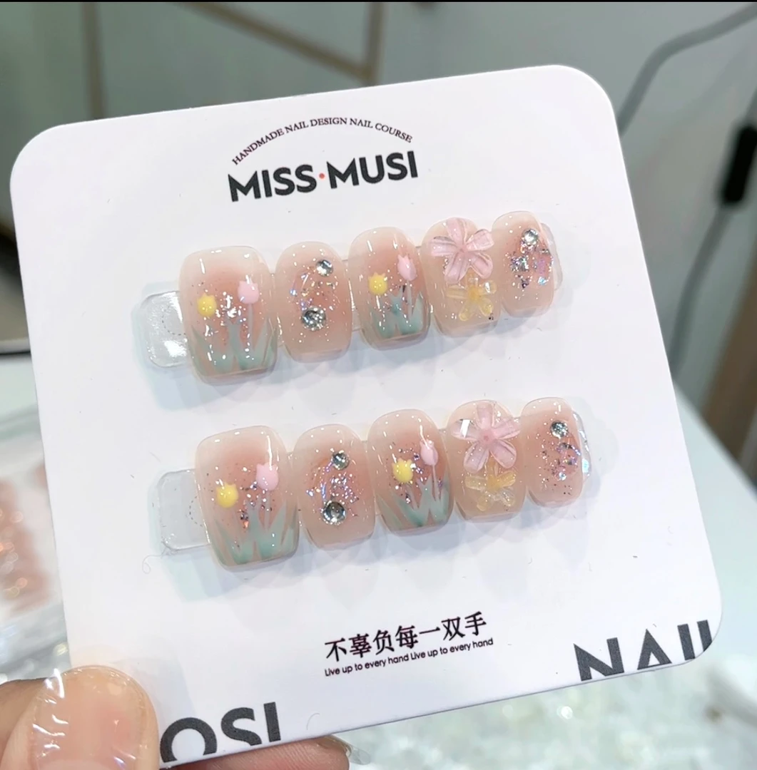 【花丛】纯手工穿戴美甲~千浔手工穿戴甲美拉德钻
