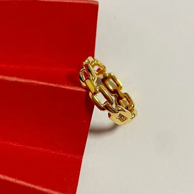 【小鹏黄金】足金999链条环环相扣5D工艺戒指