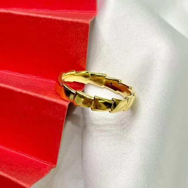 【小鹏黄金】足金999亮面蛇骨5D工艺戒指