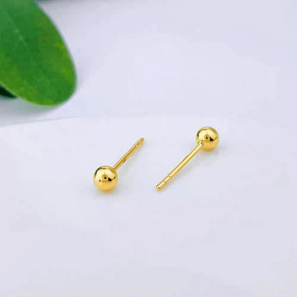 【小鹏黄金】足金999养耳洞百搭豆豆耳针耳饰