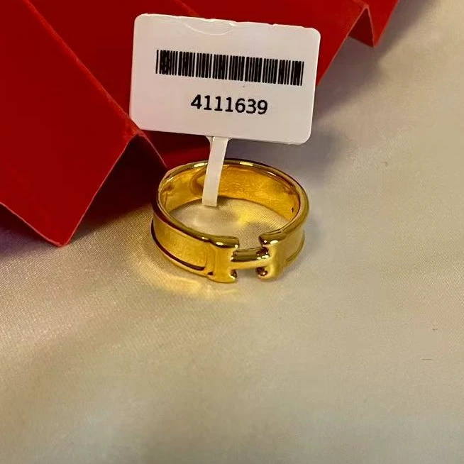 【小鹏黄金】足金999光面字母H 5D工艺戒指