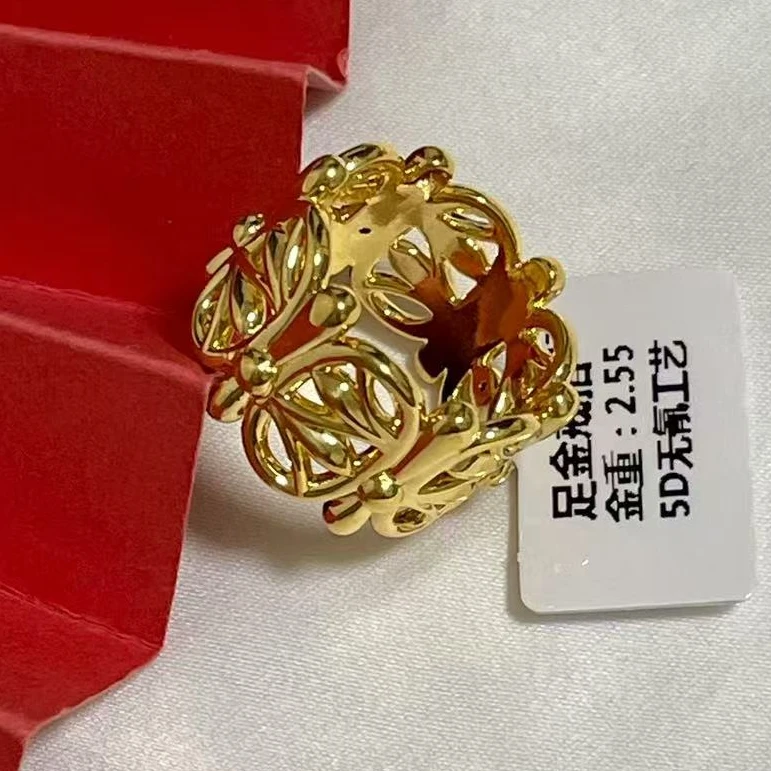 【小鹏黄金】足金999法式宽版克罗心5D工艺戒指