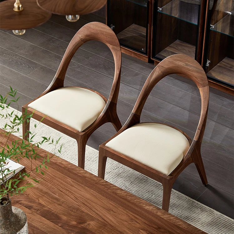 北美黑胡桃木实木餐椅北欧简约现代家用餐椅书桌椅设计师款