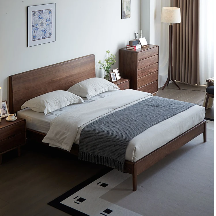 双人床大师设计极简风实木床北欧板式经济型成套家用轻奢