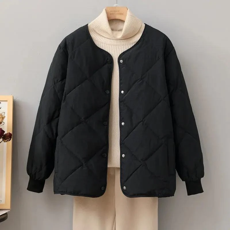 新款菱格轻薄羽绒服女短款2023冬季新款保暖内胆薄款小个子