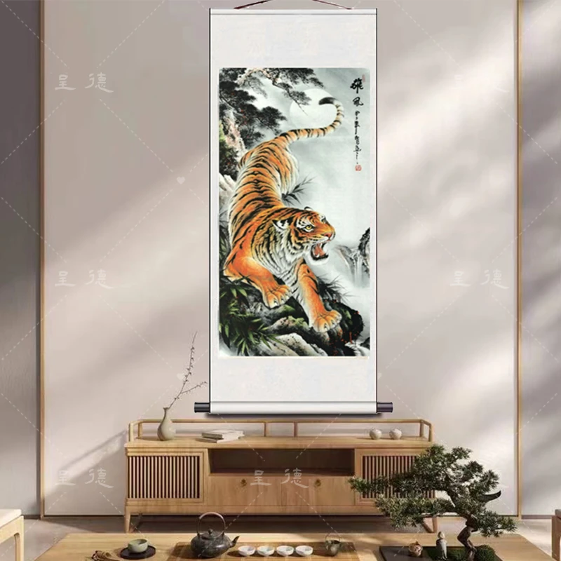 《王者之风》下山虎  老虎王者之风 高档国画