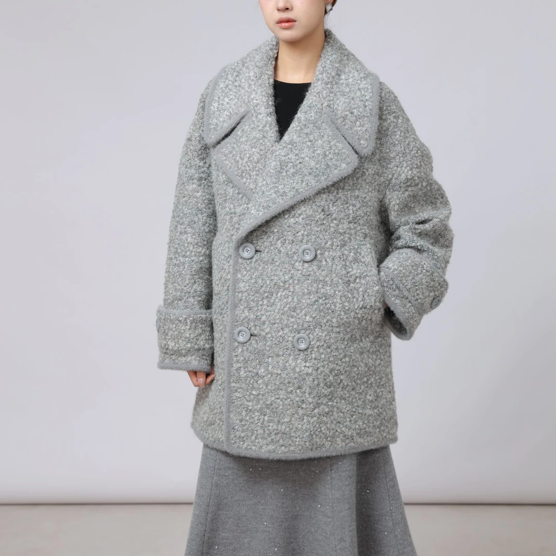 AMASS/阿玛施 新款双排扣翻领廓形毛呢外套 5400842