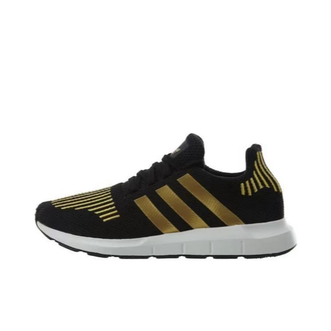 Adidas  Swift Run 减震耐磨 低帮 跑步鞋 女款 黑金色CG4145